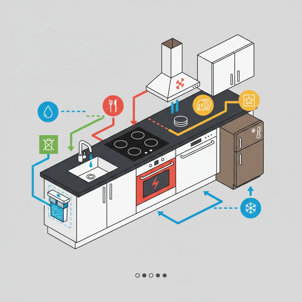 біла кухня з чорною стільницею