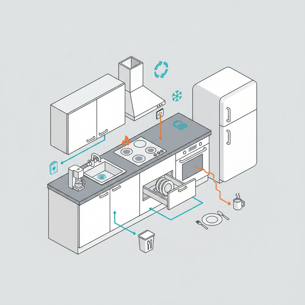 біла кухня з сірою стільницею