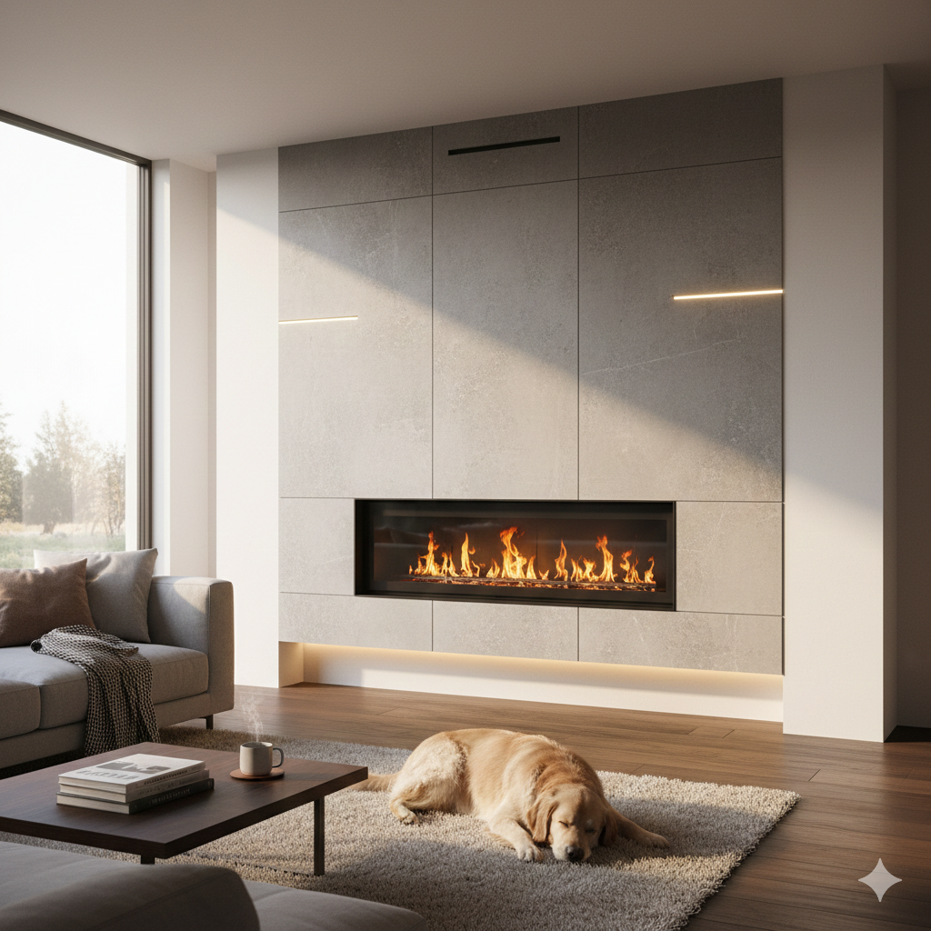 сучасна грубка в стіні