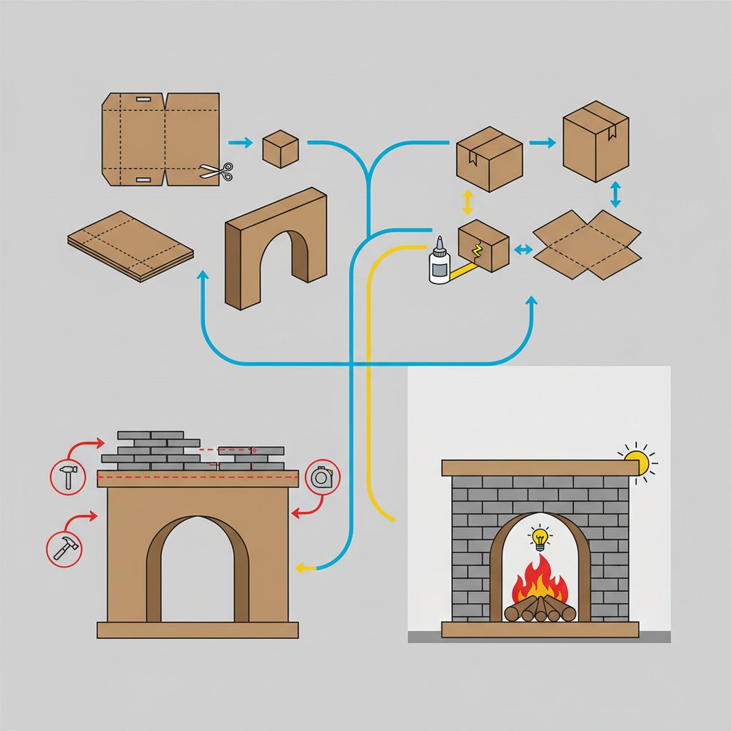 камин из картона