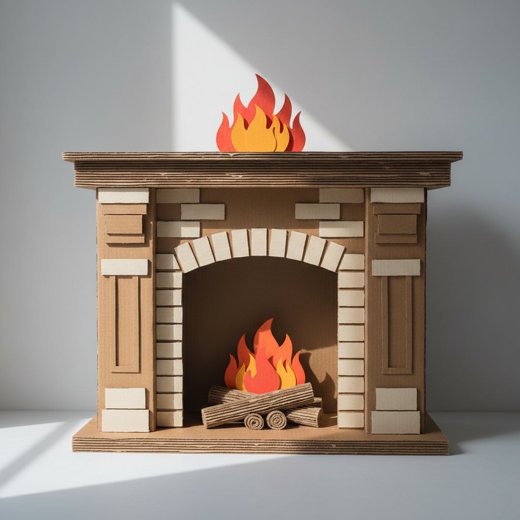 камин из картона