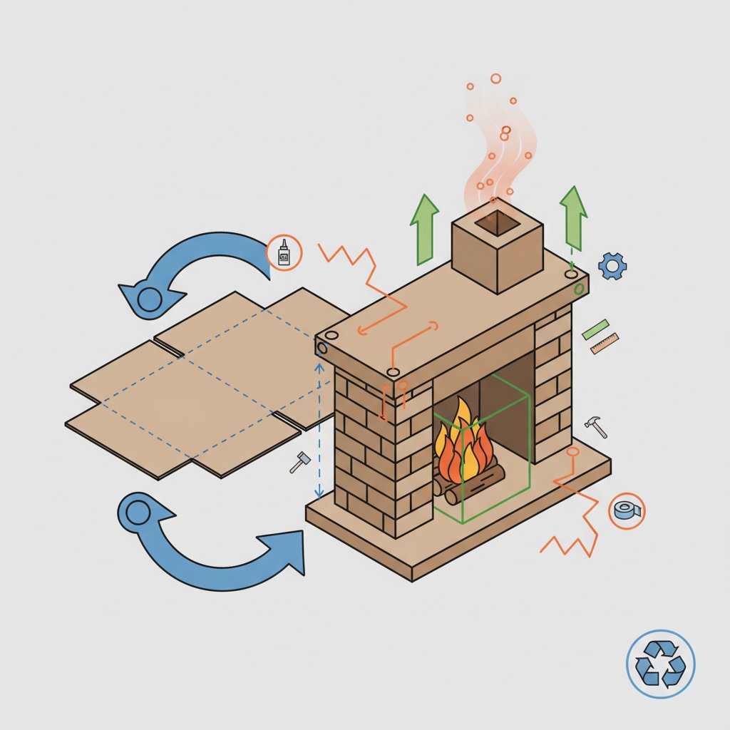 камин из картона