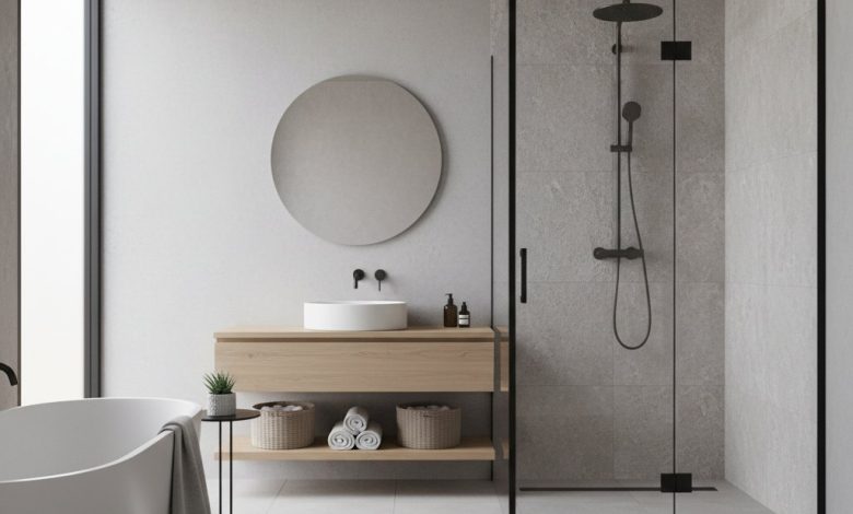 ванна кімната дизайн з душовою кабіною